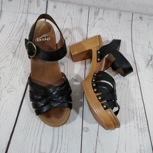 Dansko black sandals heels ankle strap